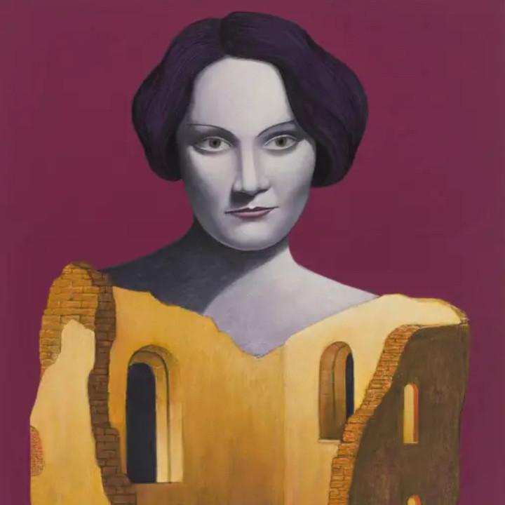 Gemälde, Marlene Dietrich mit Ruine