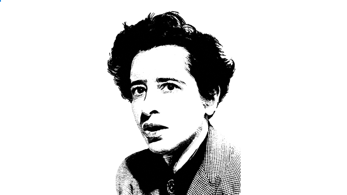 bearbeitetes schwarz-weiß Porträt von Hsnnah Arendt